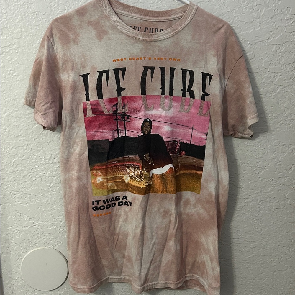 Ice Cube West Coast Tie-Dye Graphic T-Shirt in Pink